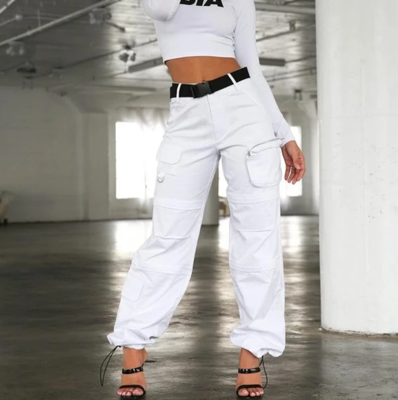 i am gia white cargo pants
